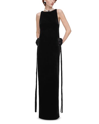 Self-portrait Self-Portrait Embellished Bow Trim Velvet Gown