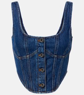 Self-Portrait Self-Portrait Embellished denim crop top