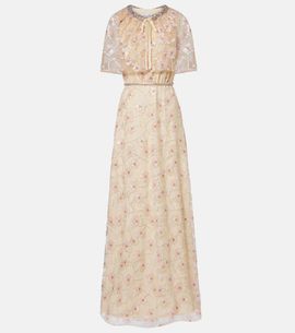 Self-Portrait Self-Portrait Embellished floral caped maxi dress