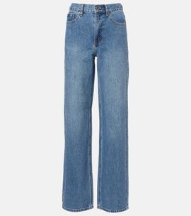 Self-Portrait Self-Portrait Embellished high-rise straight jeans