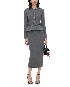 Self-portrait Self-Portrait Embellished Neck Belted Midi Dress