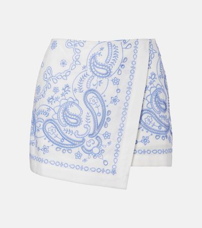 Self-Portrait Self-Portrait Embroidered linen and cotton skort