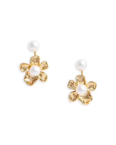 Self-portrait Self-Portrait Flower Imitation Pearl Jacket Earrings