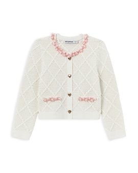 Self-portrait Self-Portrait Girls' Diamond Knit Cardigan