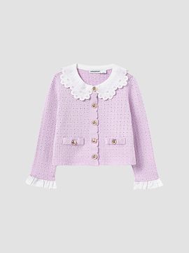 Self-Portrait Self-Portrait Girl's Little Girl's & Girl'sPointelle-Knit Scalloped Cardigan