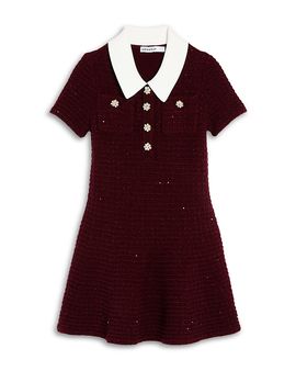 Self-portrait Self-Portrait Girls' Textured Knit Collared Dress, Little Kid, Big Kid