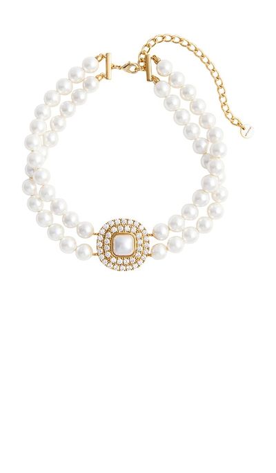 self-portrait self-portrait Gold Crystal Pearl Choker