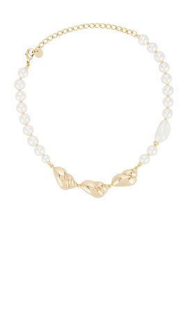 self-portrait self-portrait Gold Shell And Pearl Necklace