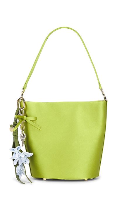 self-portrait self-portrait Green Satin Bucket Bag