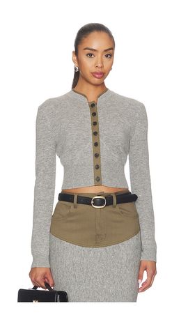 self-portrait self-portrait Grey Contrast Placket Cardigan