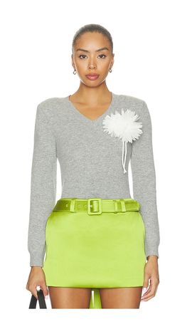 self-portrait self-portrait Grey Flower Wool Jumper