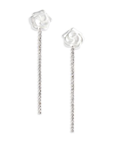 Self-portrait Self-Portrait Imitation Pearl Flower Crystal Droplet Earrings