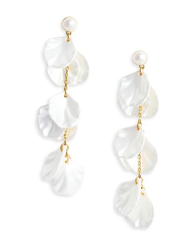 Self-portrait Self-Portrait Imitation Pearl Petal Tiered Earrings