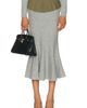 self-portrait self-portrait Knit Khaki Denim Insert Midi Skirt - 1