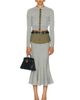 self-portrait self-portrait Knit Khaki Denim Insert Midi Skirt - 5