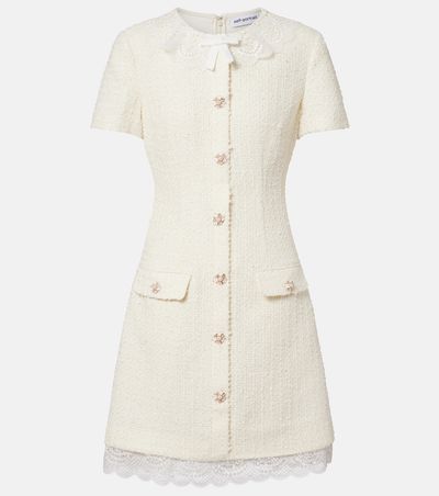 Self-Portrait Self-Portrait Lace-trimmed bouclÃ© minidress