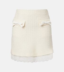 Self-Portrait Self-Portrait Lace-trimmed bouclÃ© miniskirt