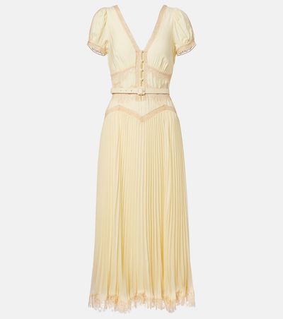 Self-Portrait Self-Portrait Lace-trimmed pleated midi dress