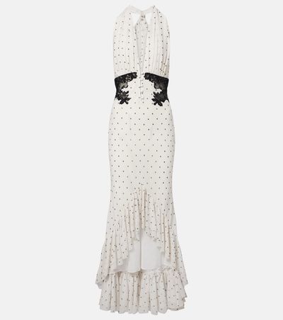 Self-Portrait Self-Portrait Lace-trimmed polka-dot maxi dress