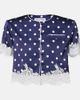 Self-Portrait Self-Portrait Lace-trimmed polka-dot satin crop top - 1