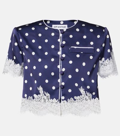Self-Portrait Self-Portrait Lace-trimmed polka-dot satin crop top