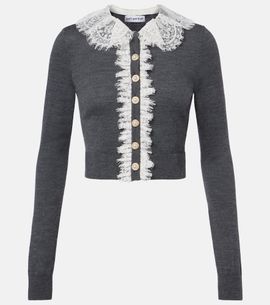 Self-Portrait Self-Portrait Lace-trimmed wool cardigan