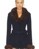self-portrait self-portrait Navy Faux Fur Knit Cardigan - 1