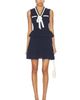 self-portrait self-portrait Navy Peplum Pointelle Knit Mini Dress - 1