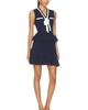 self-portrait self-portrait Navy Peplum Pointelle Knit Mini Dress - 2