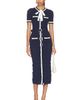 self-portrait self-portrait Navy Pointelle Knit Midi Dress - 1