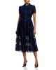 Self-portrait Self-Portrait Navy Ramie Collared Midi Dress - 1