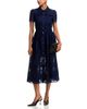 Self-portrait Self-Portrait Navy Ramie Collared Midi Dress - 2