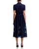 Self-portrait Self-Portrait Navy Ramie Collared Midi Dress - 4