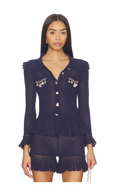self-portrait self-portrait Navy Self Embellished Cardigan