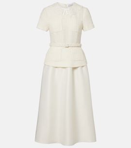 Self-Portrait Self-Portrait Paneled bouclÃ© and taffeta midi dress