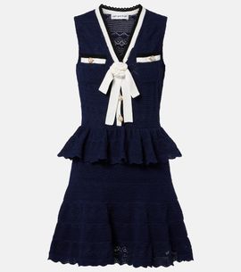 Self-Portrait Self-Portrait Peplum pointelle cotton-blend minidress