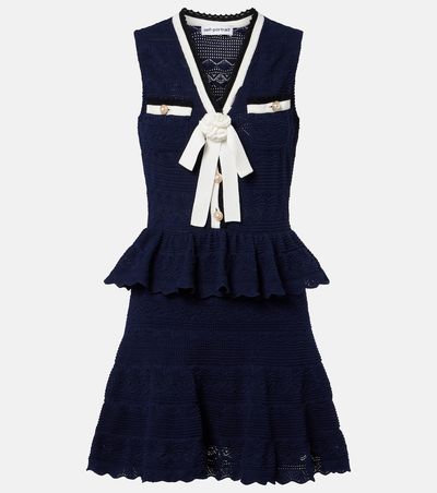 Self-Portrait Self-Portrait Peplum pointelle cotton-blend minidress