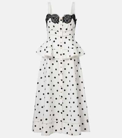 Self-Portrait Self-Portrait Polka-dot linen and cotton midi dress