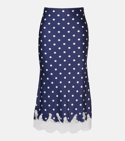 Self-Portrait Self-Portrait Polka-dot satin midi skirt