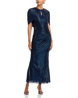 Self-portrait Self-Portrait Rhinestone Cape Sleeve Midi Dress