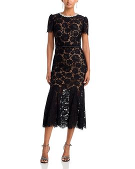 Self-portrait Self-Portrait Sequin Lace Embellished Round Neck Midi Dress