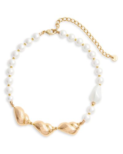 Self-portrait Self-Portrait Shell & Imitation Pearl Necklace, 15.7