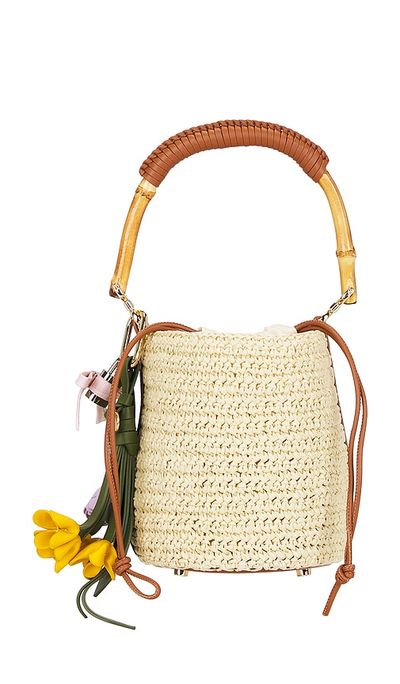 self-portrait self-portrait Soft Raffia Bucket Bag