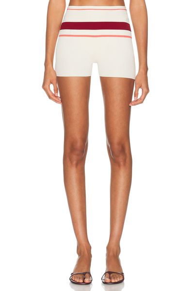 self-portrait self-portrait Stripe Viscose Knit Shorts