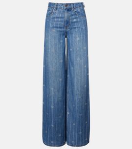 Self-Portrait Self-Portrait Striped wide-leg jeans