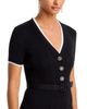 Self-portrait Self-Portrait V Neck Belted Rib-Knit Midi Dress - 3