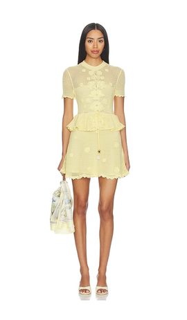 green emerald velvet dress Self-Portrait - Floral Sequin Lace Trim Mini Dress main image 0