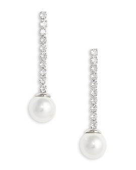 Self-portrait Self Portrait Crystal & Imitation Pearl Linear Drop Earrings