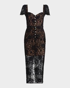 Self-Portrait Sweetheart Lace Midi Dress