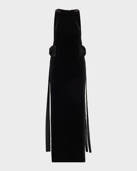 Self-Portrait Velvet Embellished Bow Maxi Dress